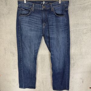 S 7 For All Mankind Jeans Mens 36x29 Blue CARSEN Cotton Medium Wash Denim‎